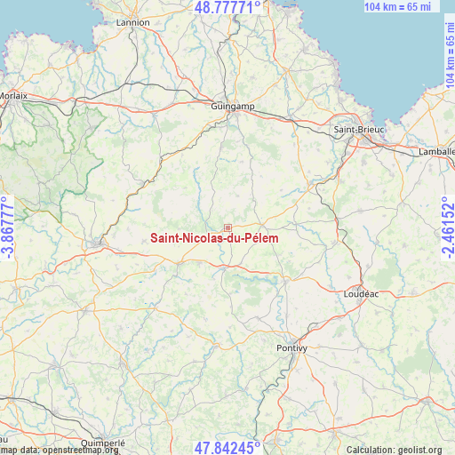 Saint-Nicolas-du-Pélem on map