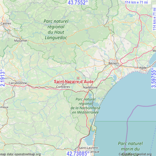 Saint-Nazaire-d’Aude on map