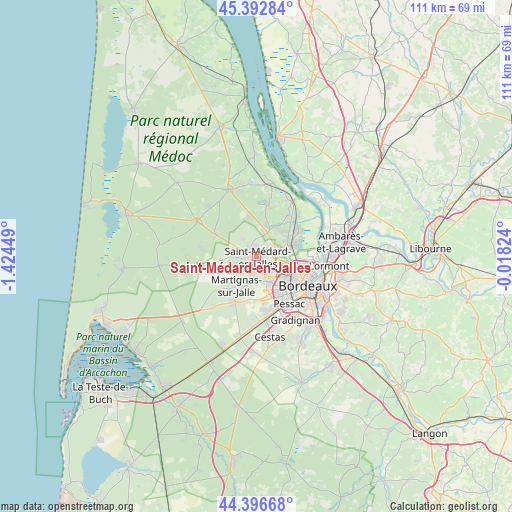 Saint-Médard-en-Jalles on map