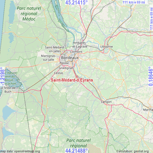 Saint-Médard-d’Eyrans on map