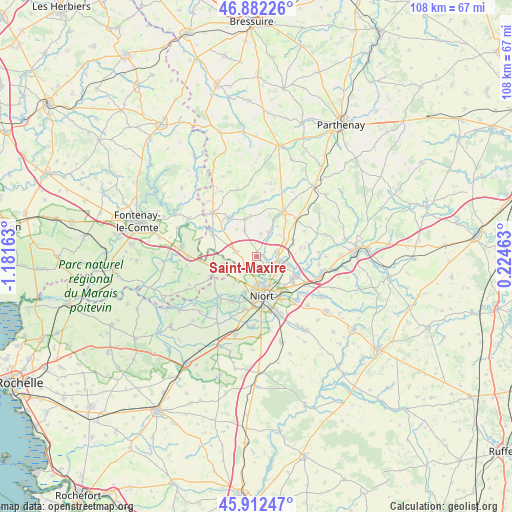 Saint-Maxire on map