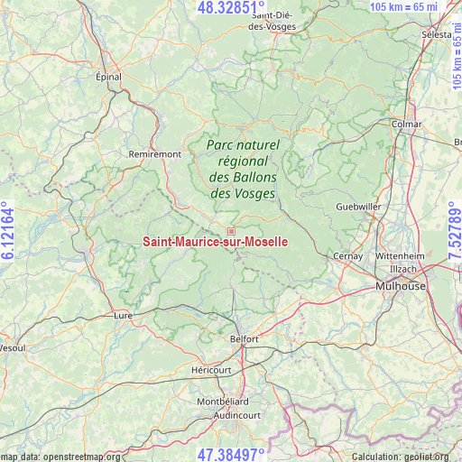 Saint-Maurice-sur-Moselle on map