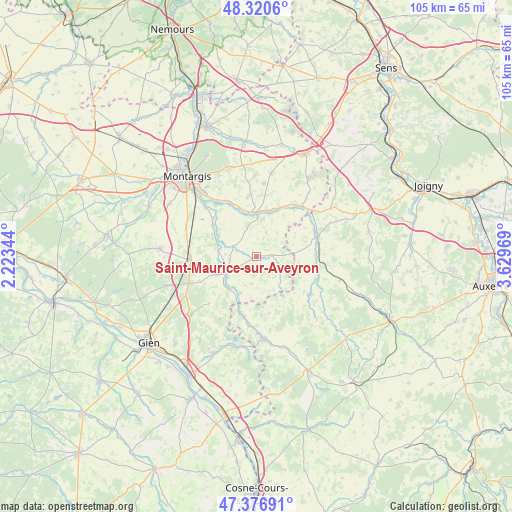 Saint-Maurice-sur-Aveyron on map