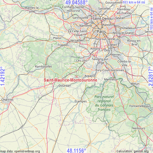Saint-Maurice-Montcouronne on map