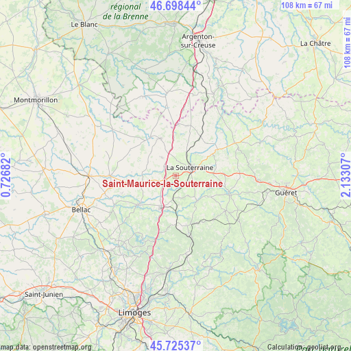 Saint-Maurice-la-Souterraine on map