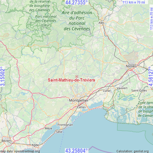 Saint-Mathieu-de-Tréviers on map