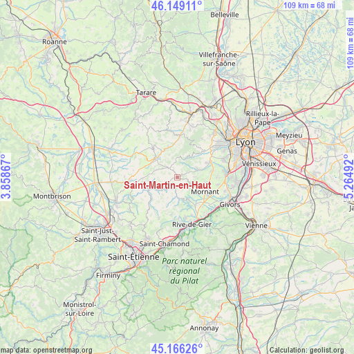 Saint-Martin-en-Haut on map