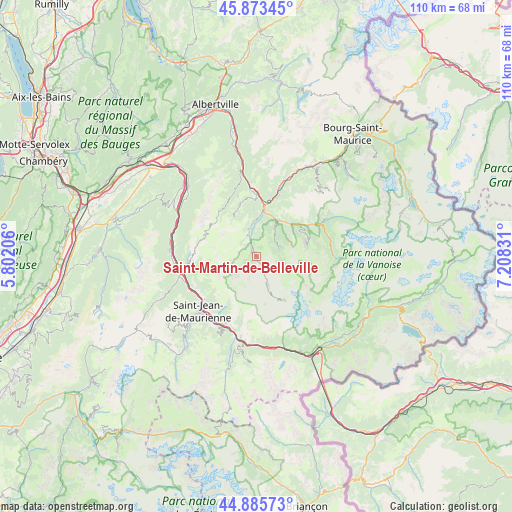 Saint-Martin-de-Belleville on map