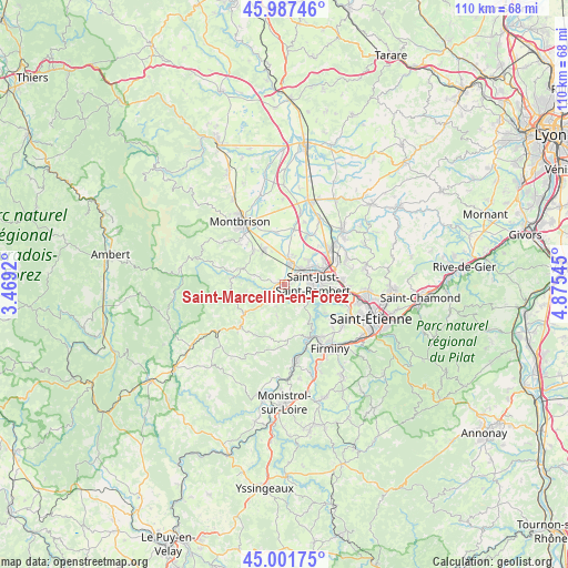 Saint-Marcellin-en-Forez on map