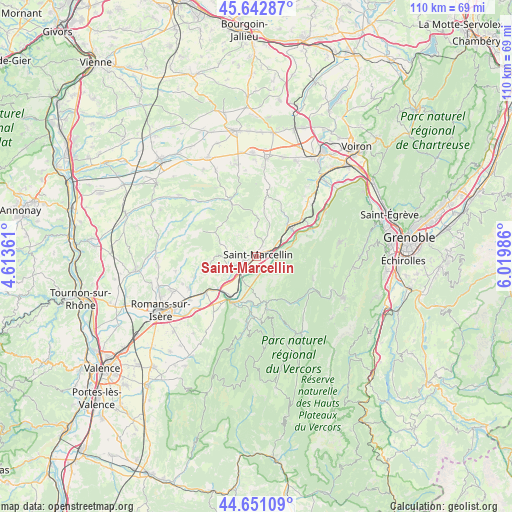 Saint-Marcellin on map