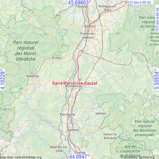 Saint-Marcel-lès-Sauzet on map