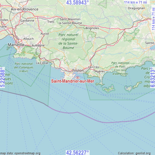 Saint-Mandrier-sur-Mer on map