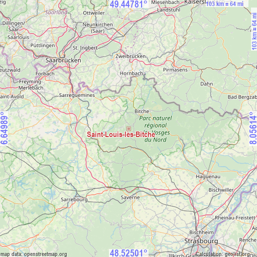Saint-Louis-lès-Bitche on map