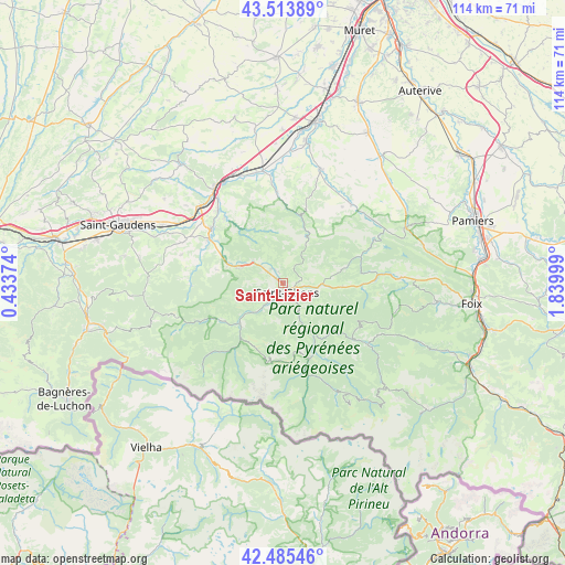 Saint-Lizier on map