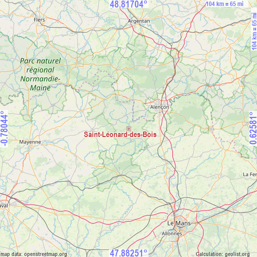 Saint-Léonard-des-Bois on map