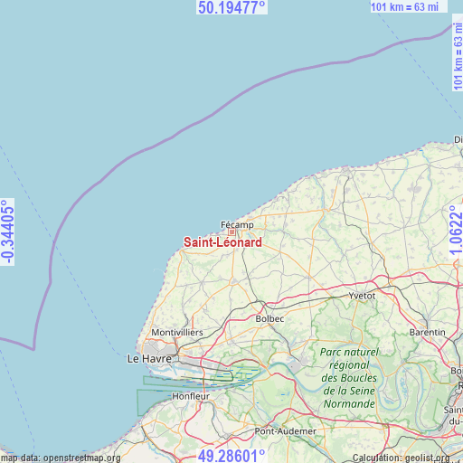 Saint-Léonard on map