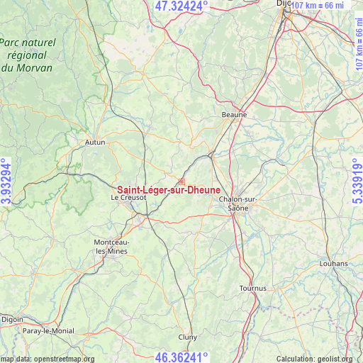 Saint-Léger-sur-Dheune on map