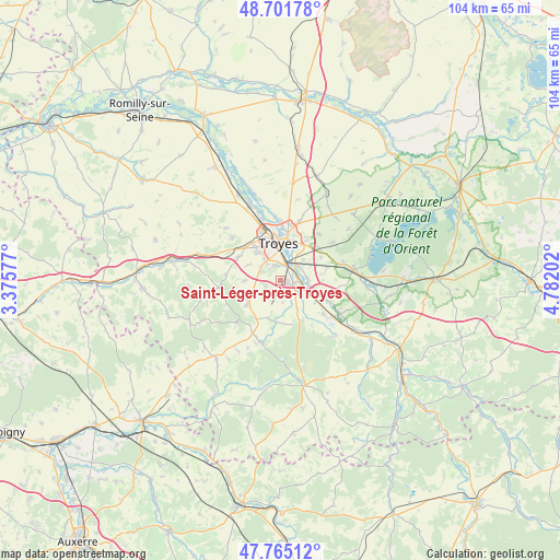Saint-Léger-près-Troyes on map