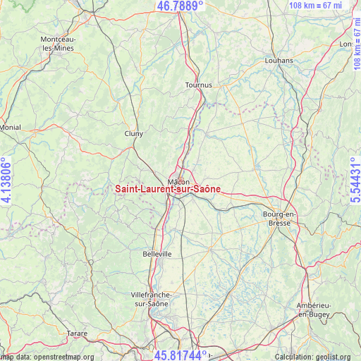 Saint-Laurent-sur-Saône on map