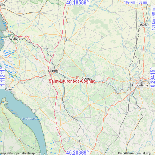 Saint-Laurent-de-Cognac on map