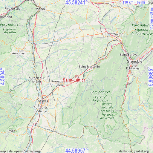 Saint-Lattier on map