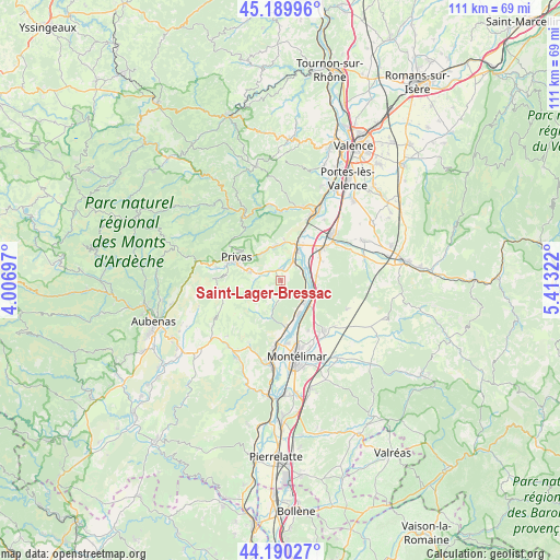 Saint-Lager-Bressac on map