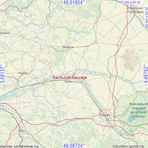 Saint-Just-Sauvage on map