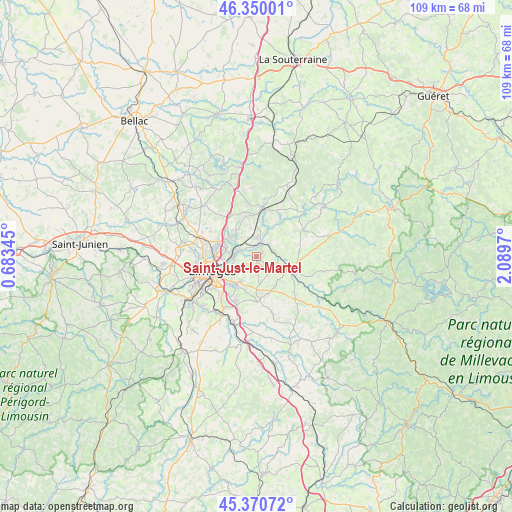Saint-Just-le-Martel on map