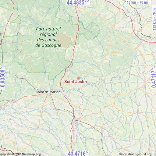 Saint-Justin on map