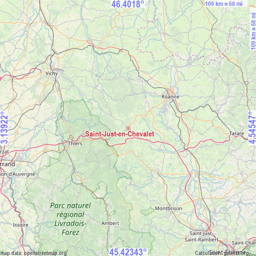 Saint-Just-en-Chevalet on map