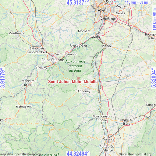 Saint-Julien-Molin-Molette on map