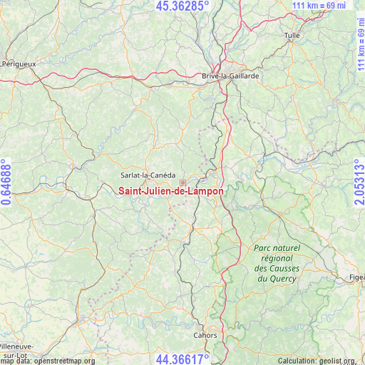 Saint-Julien-de-Lampon on map