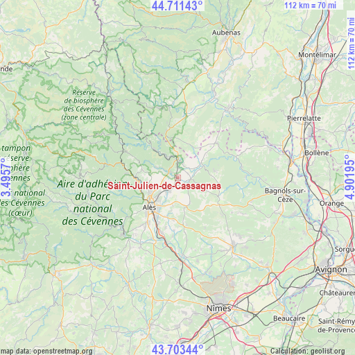 Saint-Julien-de-Cassagnas on map