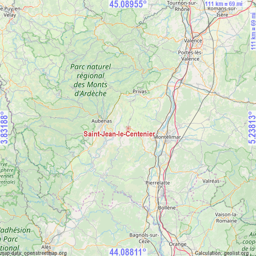 Saint-Jean-le-Centenier on map
