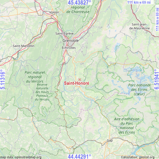 Saint-Honoré on map