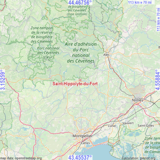 Saint-Hippolyte-du-Fort on map