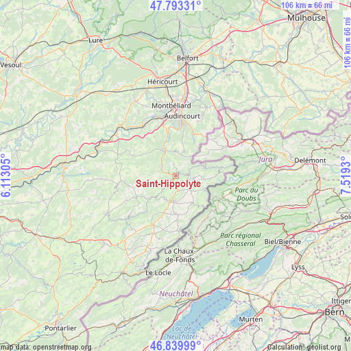 Saint-Hippolyte on map