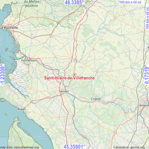 Saint-Hilaire-de-Villefranche on map