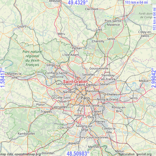 Saint-Gratien on map