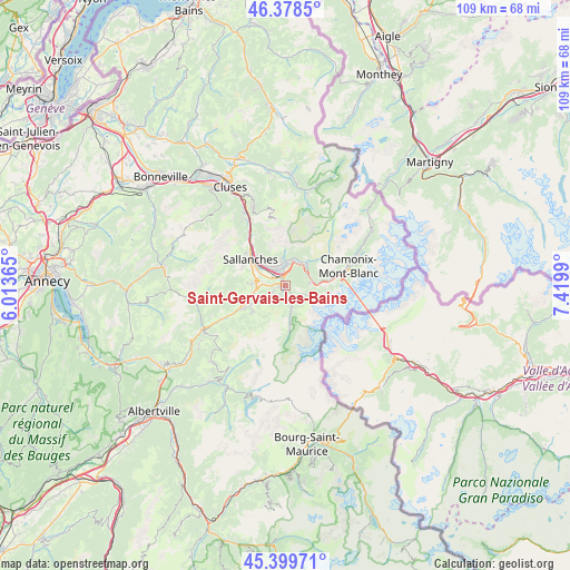 Saint-Gervais-les-Bains on map