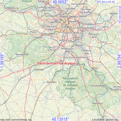 Saint-Germain-lès-Arpajon on map