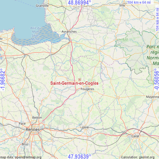 Saint-Germain-en-Coglès on map