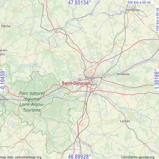 Saint-Genouph on map