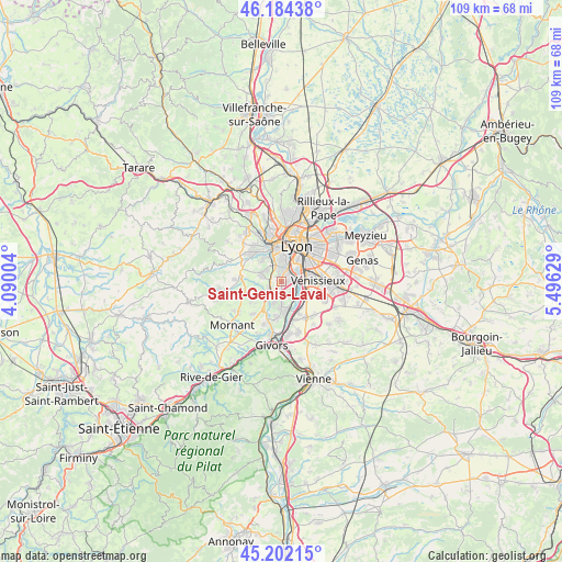 Saint-Genis-Laval on map
