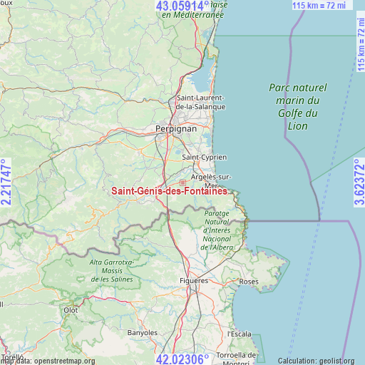 Saint-Génis-des-Fontaines on map