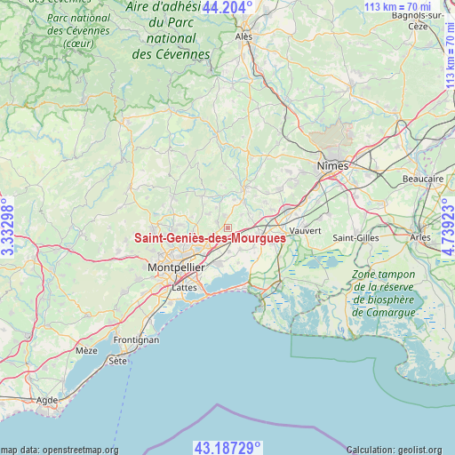 Saint-Geniès-des-Mourgues on map