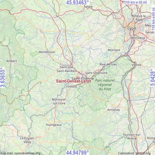 Saint-Genest-Lerpt on map