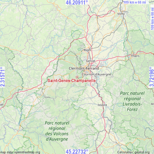 Saint-Genès-Champanelle on map