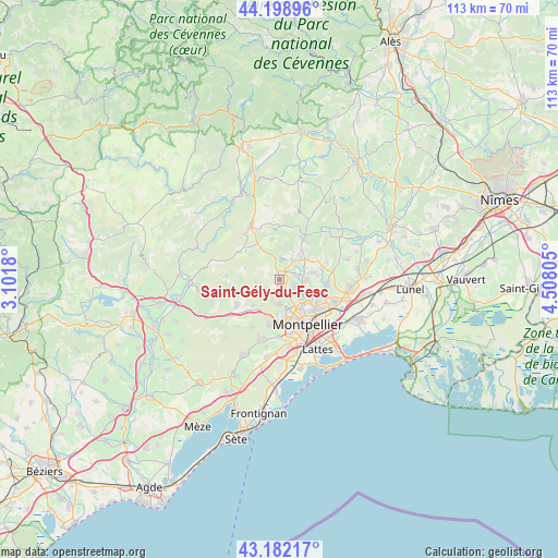 Saint-Gély-du-Fesc on map