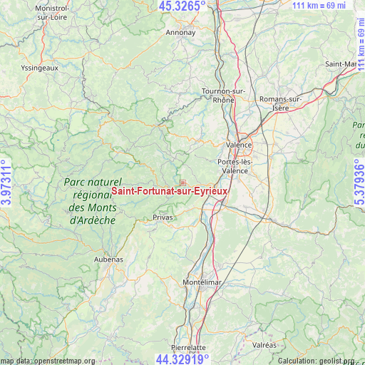 Saint-Fortunat-sur-Eyrieux on map